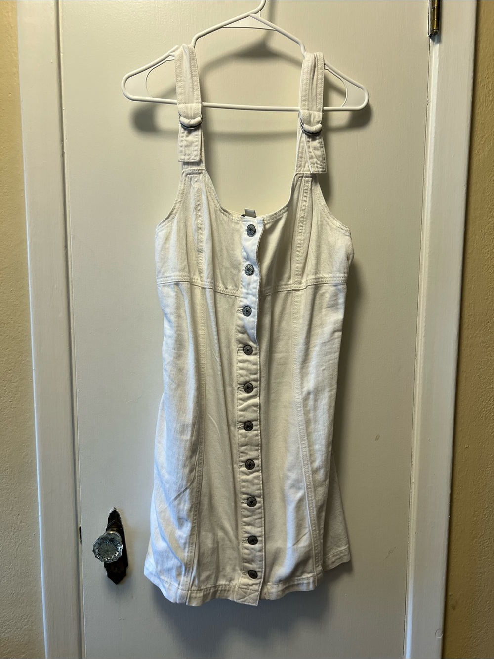 American Eagle Outfitters White Button-Front Denim Dress